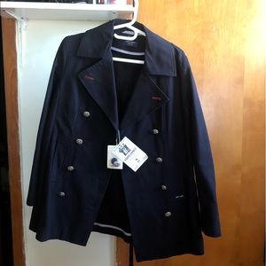 Saint James navy trench coat